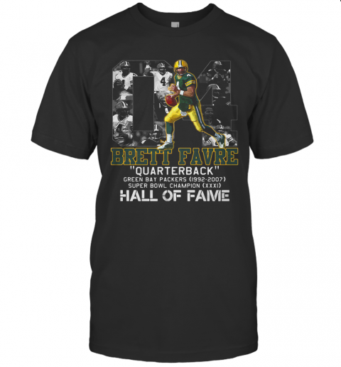 04 Brett Favre Quarterback Green Bay Packers 1992 2007 Super Bowl Champion Hall Of Fame T-Shirt