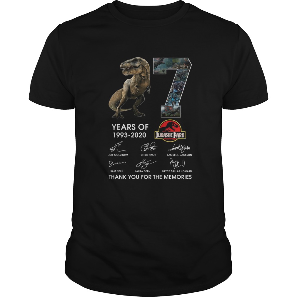 17 Years Of 1993 2020 Jurassic Park Thank You For The Memories Signatures shirt