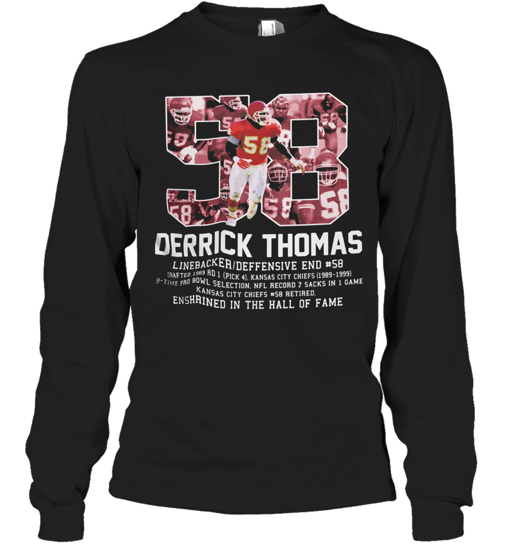 58 Derrick Thomas Kansas City Football Linebacker Jersey T-Shirt Long Sleeved T-shirt 