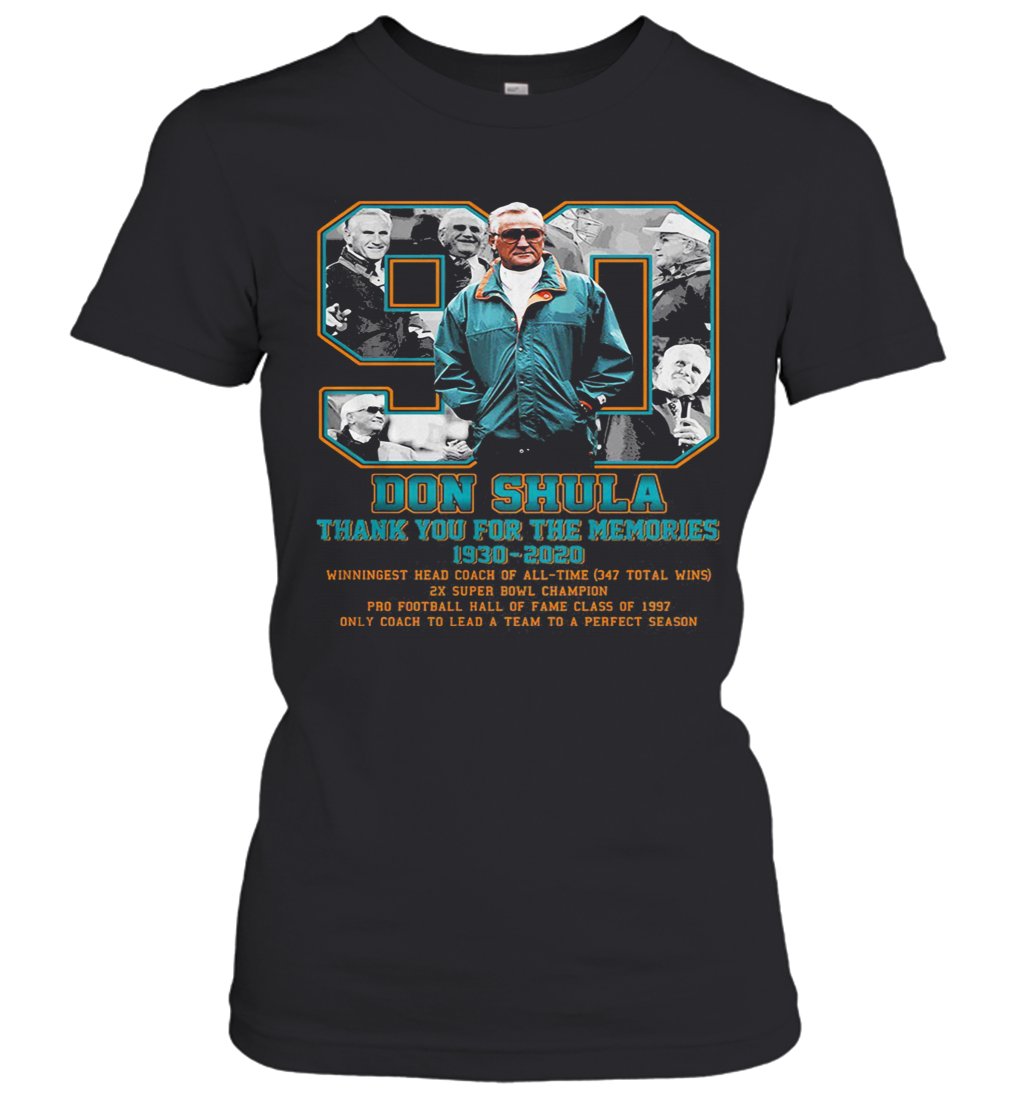 90 Don Coach Shula Thank You For The Memories 1930 2020 Miami Dolphins Football T-Shirt Classic Women's T-shirt