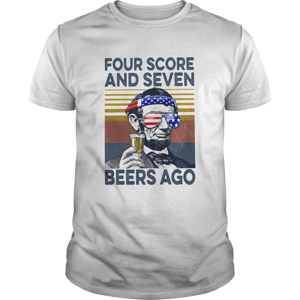 Abraham lincoln drinking four score and seven beers ago american flag independence day vintage retr Unisex