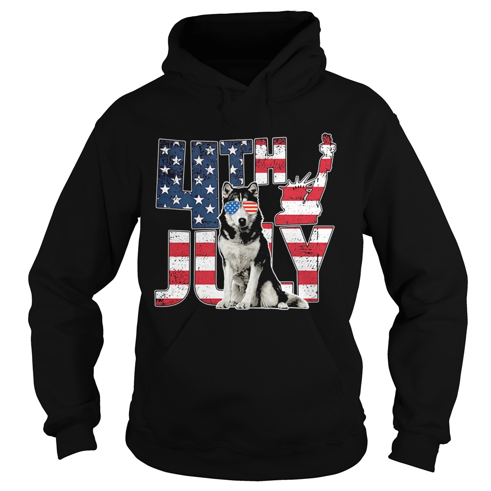 Alaska 4th July Dog American Flag Hoodie