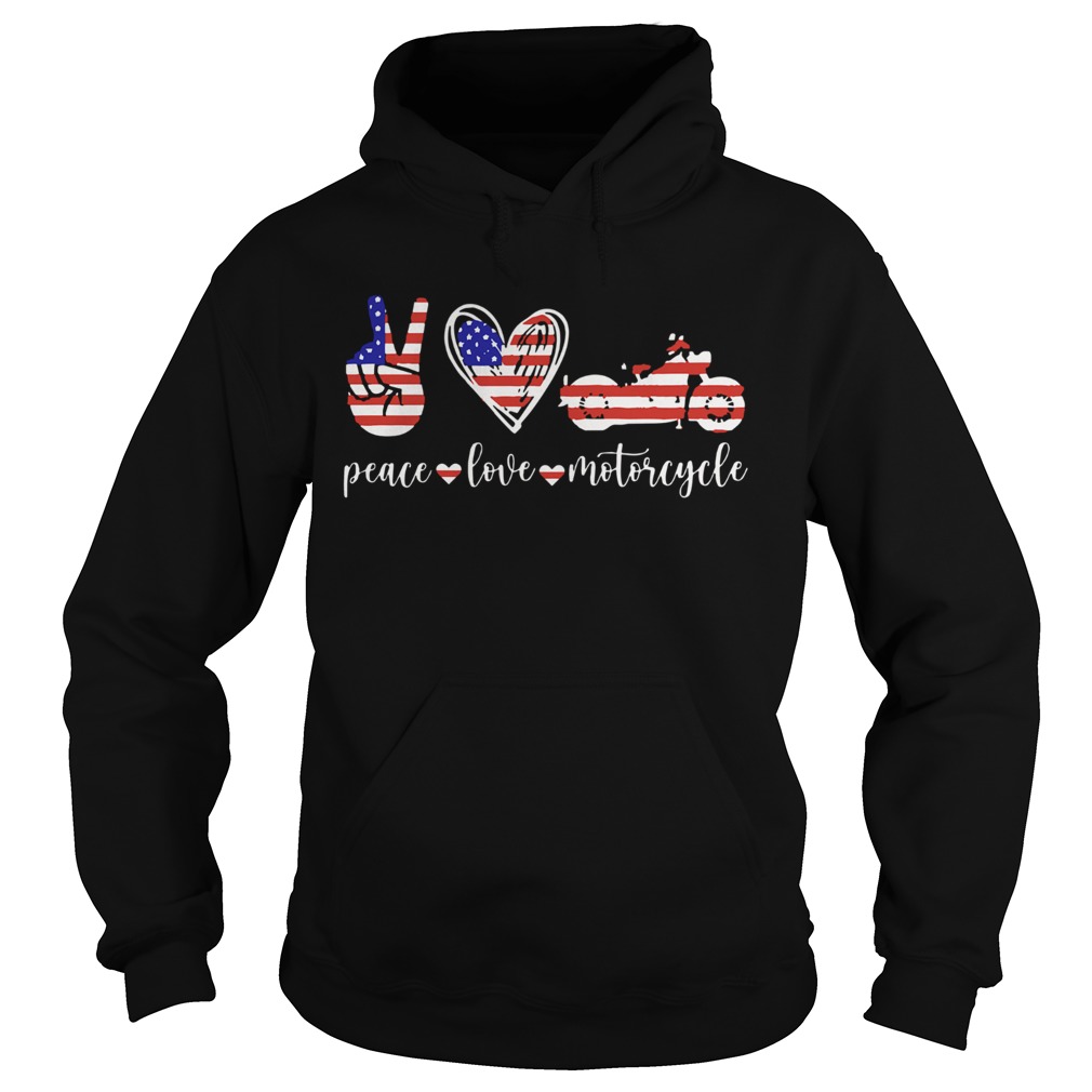 American Flag Peace Love Motorcycle Hoodie