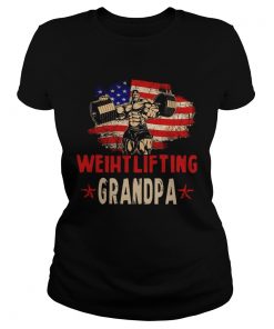 American Flag Weightlifting Grandpa  Classic Ladies