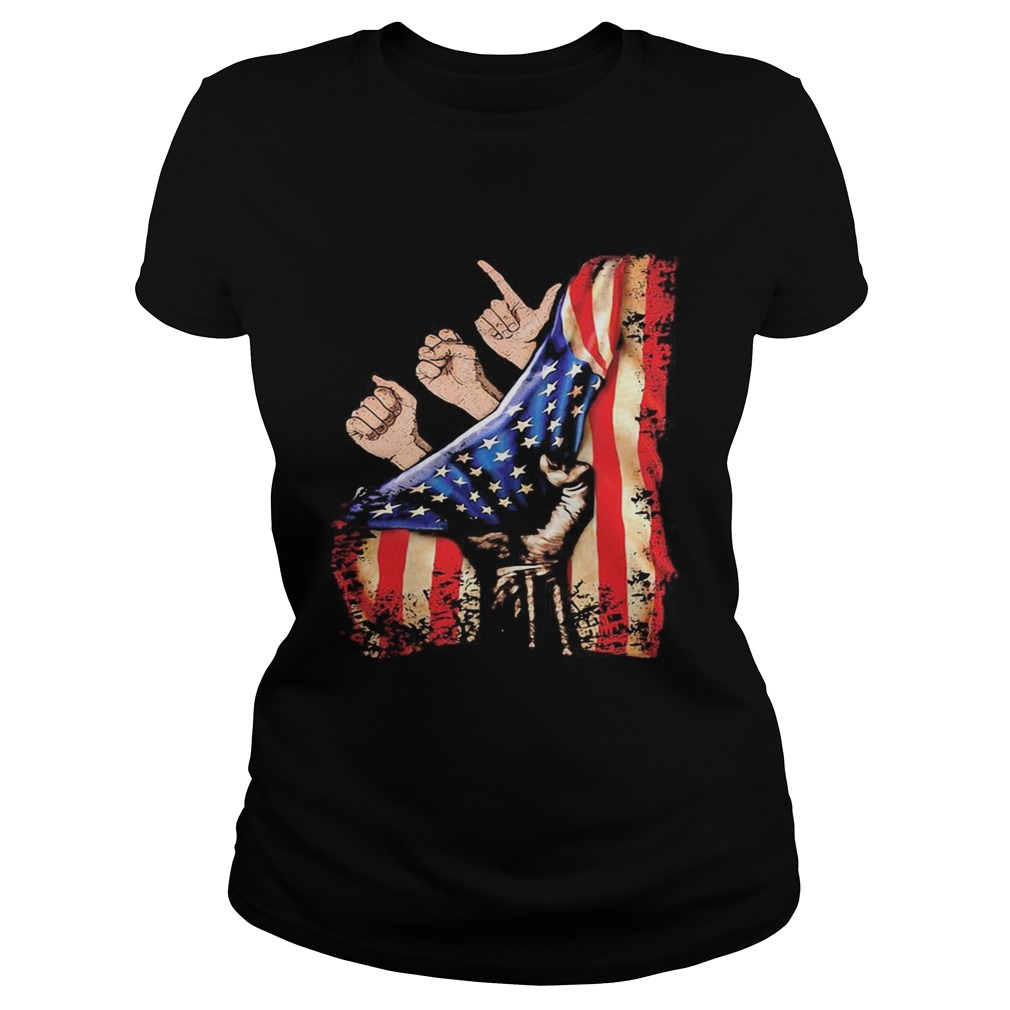 American Sign Language hand American flag veteran Independence day Classic Ladies