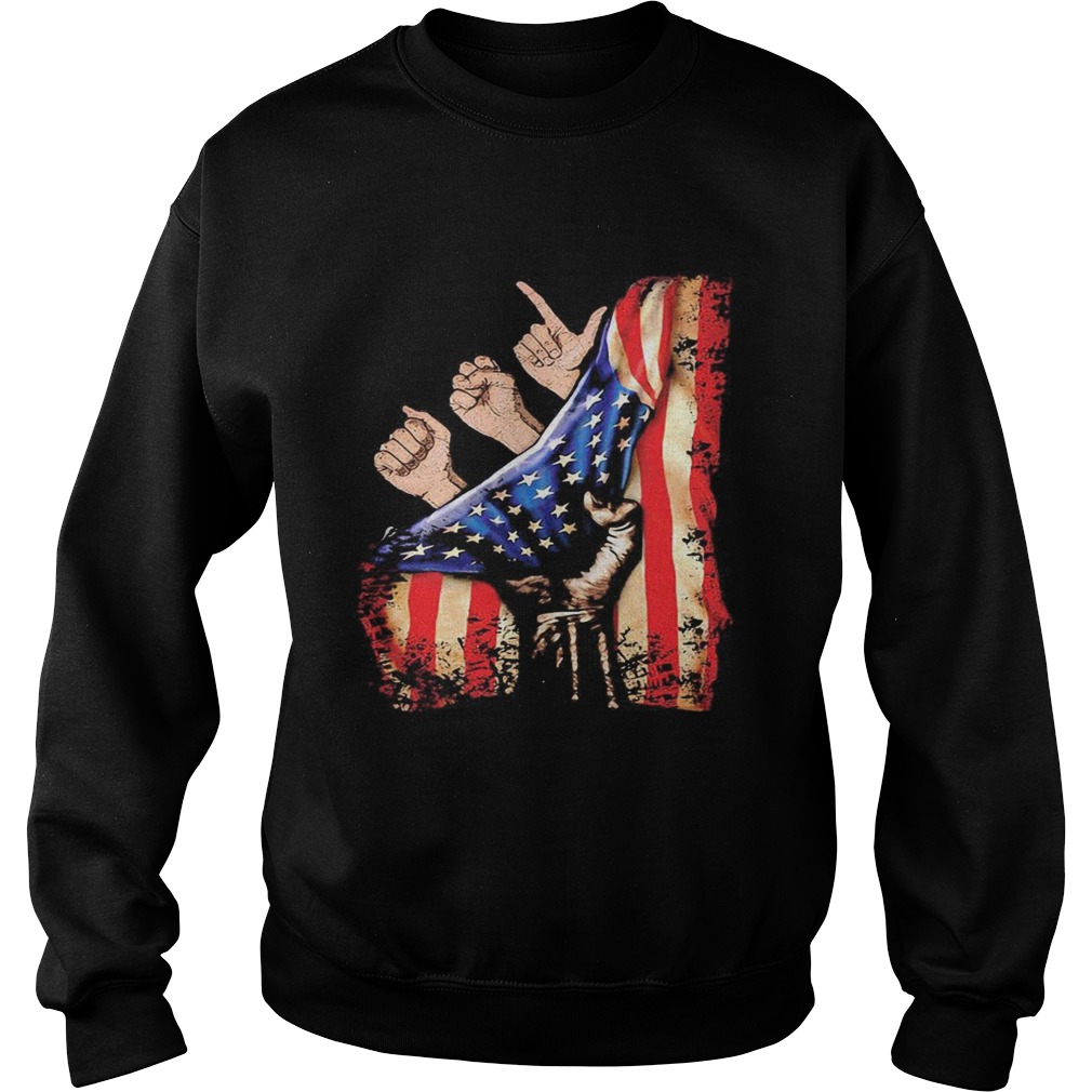American Sign Language hand American flag veteran Independence day Sweatshirt
