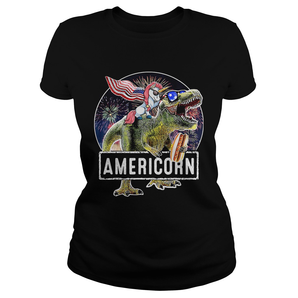 Americorn Unicorn Dinosaurs Sandwich American Flag Independence Day  Classic Ladies