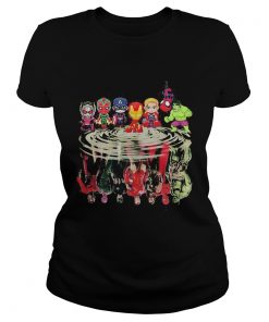 Avengers marvel superheroes chibi characters water reflection  Classic Ladies