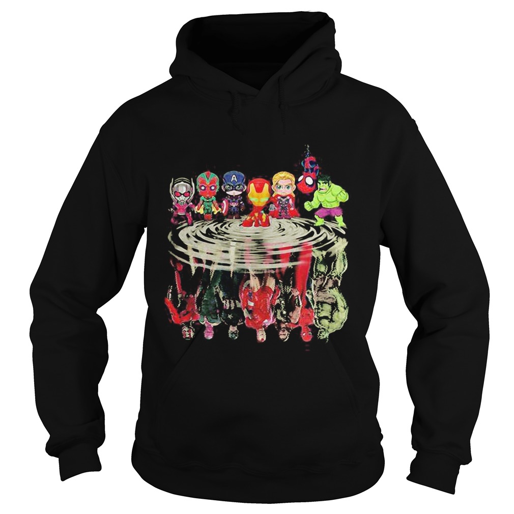 Avengers marvel superheroes chibi characters water reflection Hoodie
