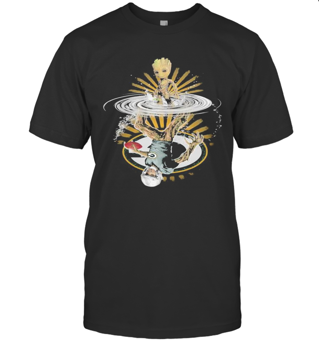 Baby Groot Water Refraction Green Bay Packers Football T-Shirt