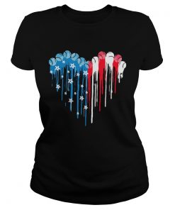 Baseball heart American flag veteran Independence Day  Classic Ladies