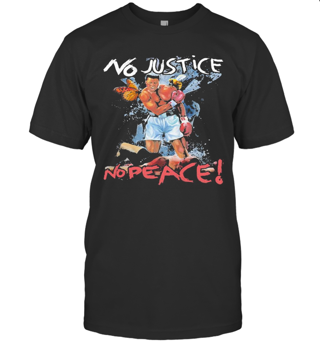 Black Leather Boxing No Justice No Peace Butterfly Bee T-Shirt