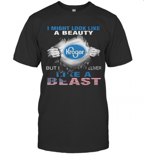 Blood Insides I Might Look Like A Beauty Kroger But I Deliver Like A Beast American Flag Independence Day T-Shirt
