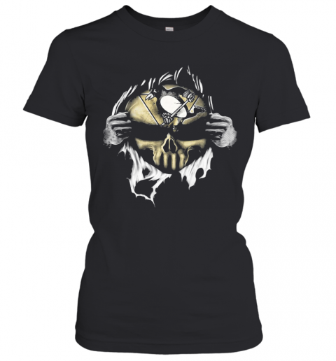 Blood Insides Skull Pittsburgh Penguins Hockey T-Shirt Classic Women's T-shirt