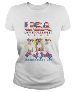 Bulldog usa love it or leave it 4th of july independence day american flag  Classic Ladies