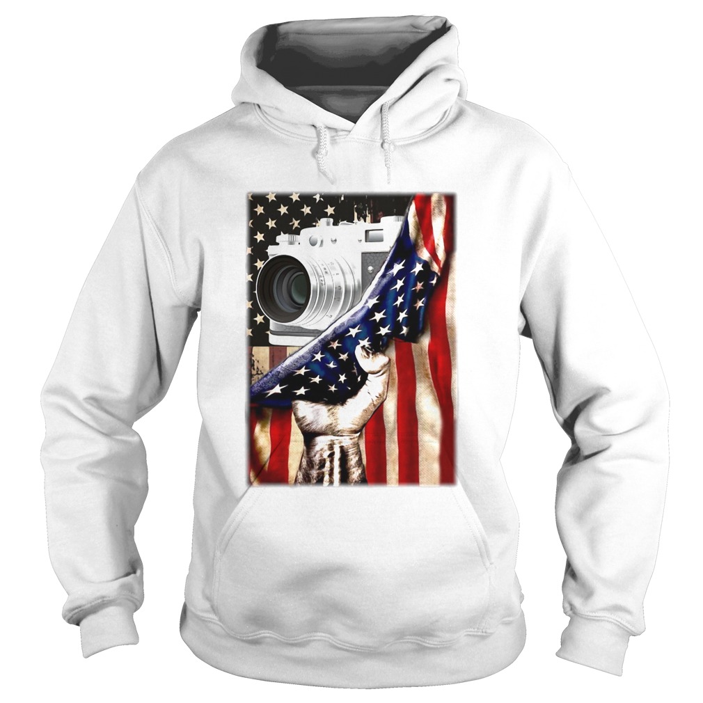 Camera Black Lives Matter American Flag Independence Day Hoodie