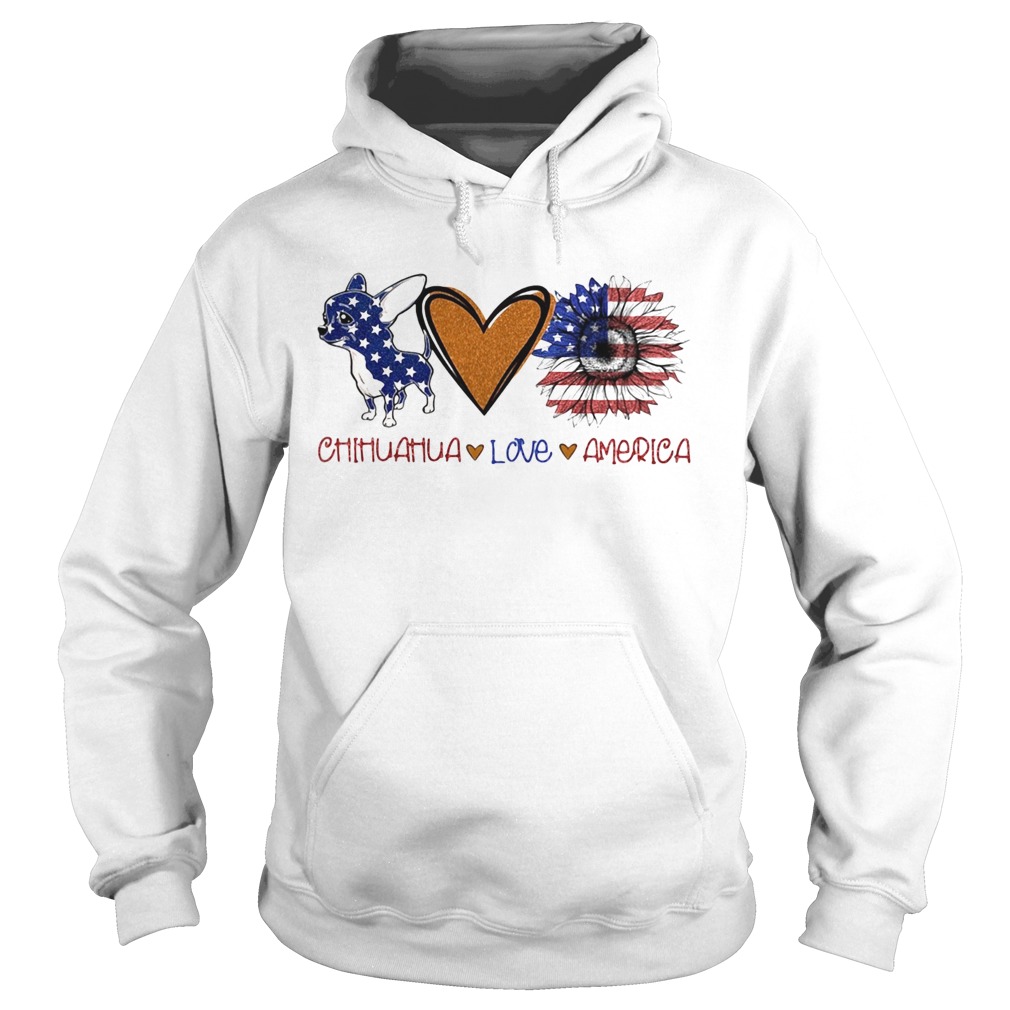 Chihuahua love heart sunflower American flag veteran Independence Day Hoodie