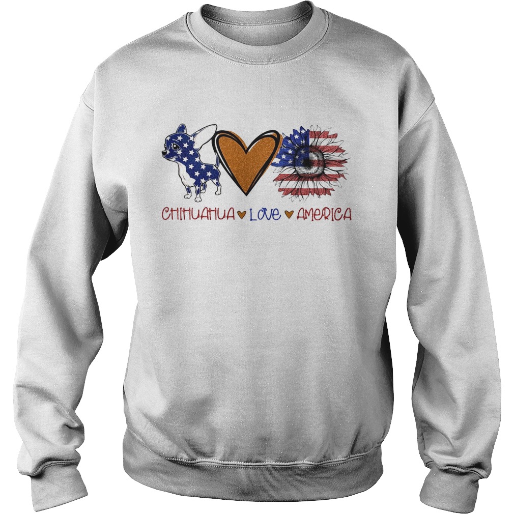 Chihuahua love heart sunflower American flag veteran Independence Day Sweatshirt