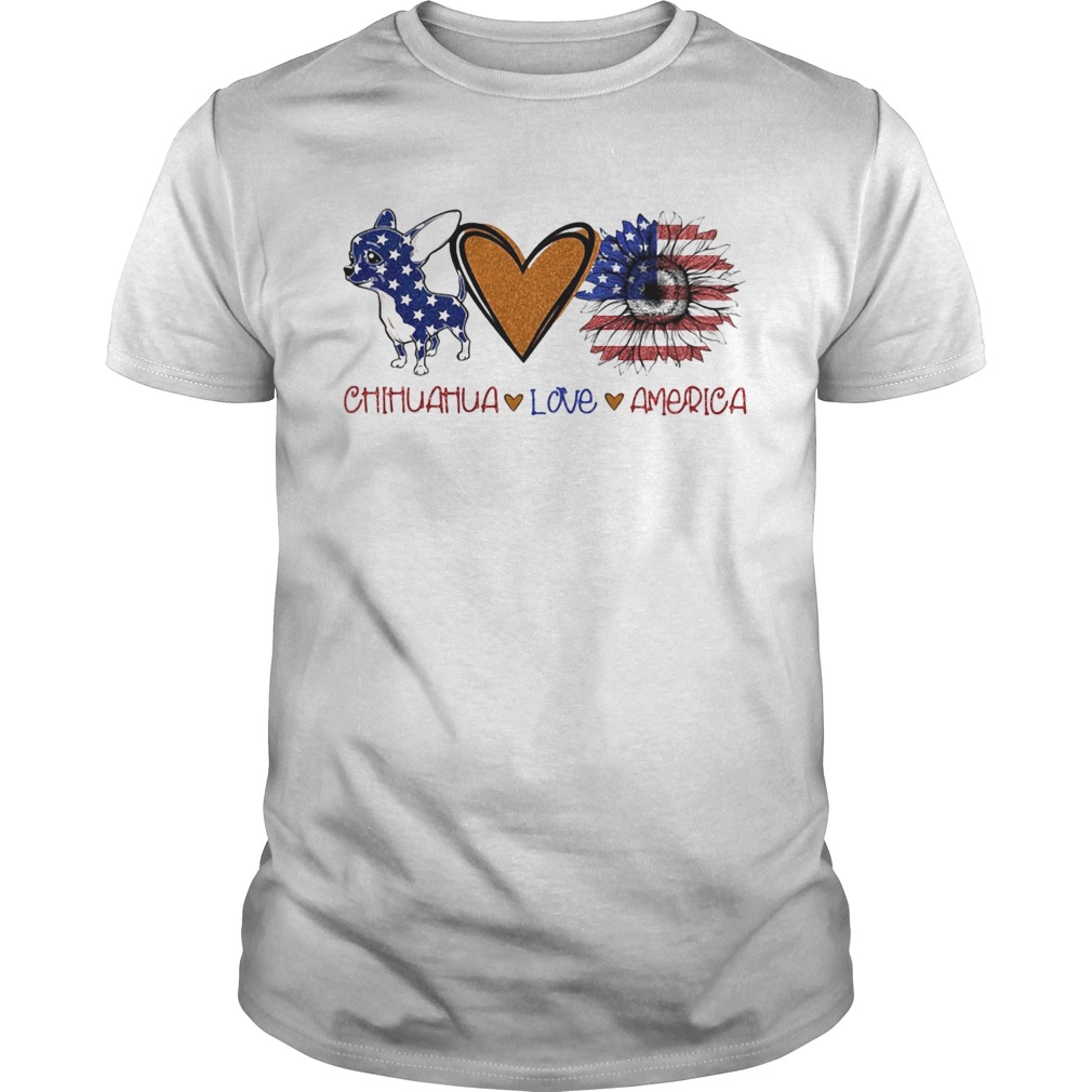 Chihuahua love heart sunflower American flag veteran Independence Day shirt