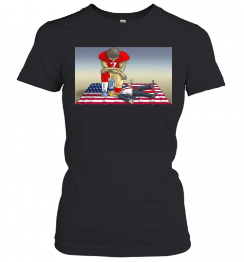 Colin Kaepernick Kneeling On Trump Head T-Shirt Classic Women's T-shirt