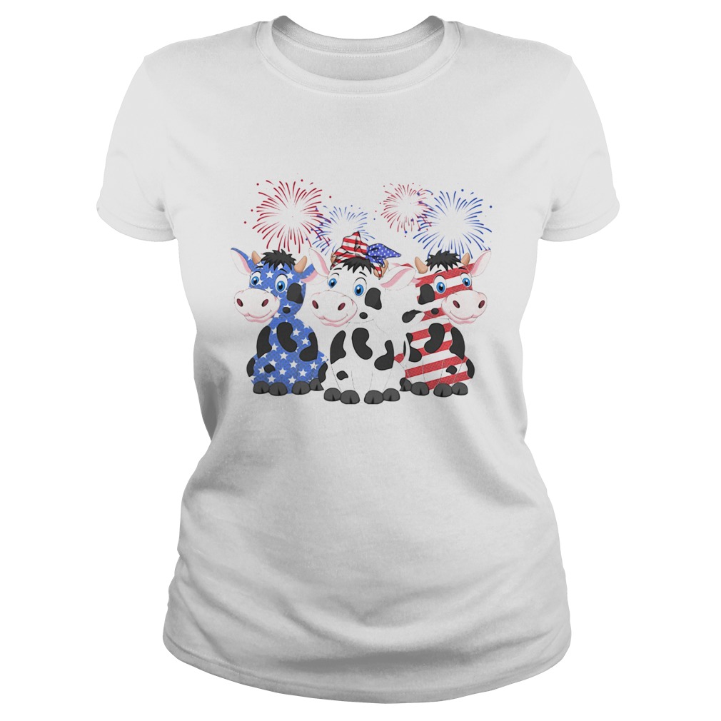 Cows American Flag 4th Of July Classic Ladies