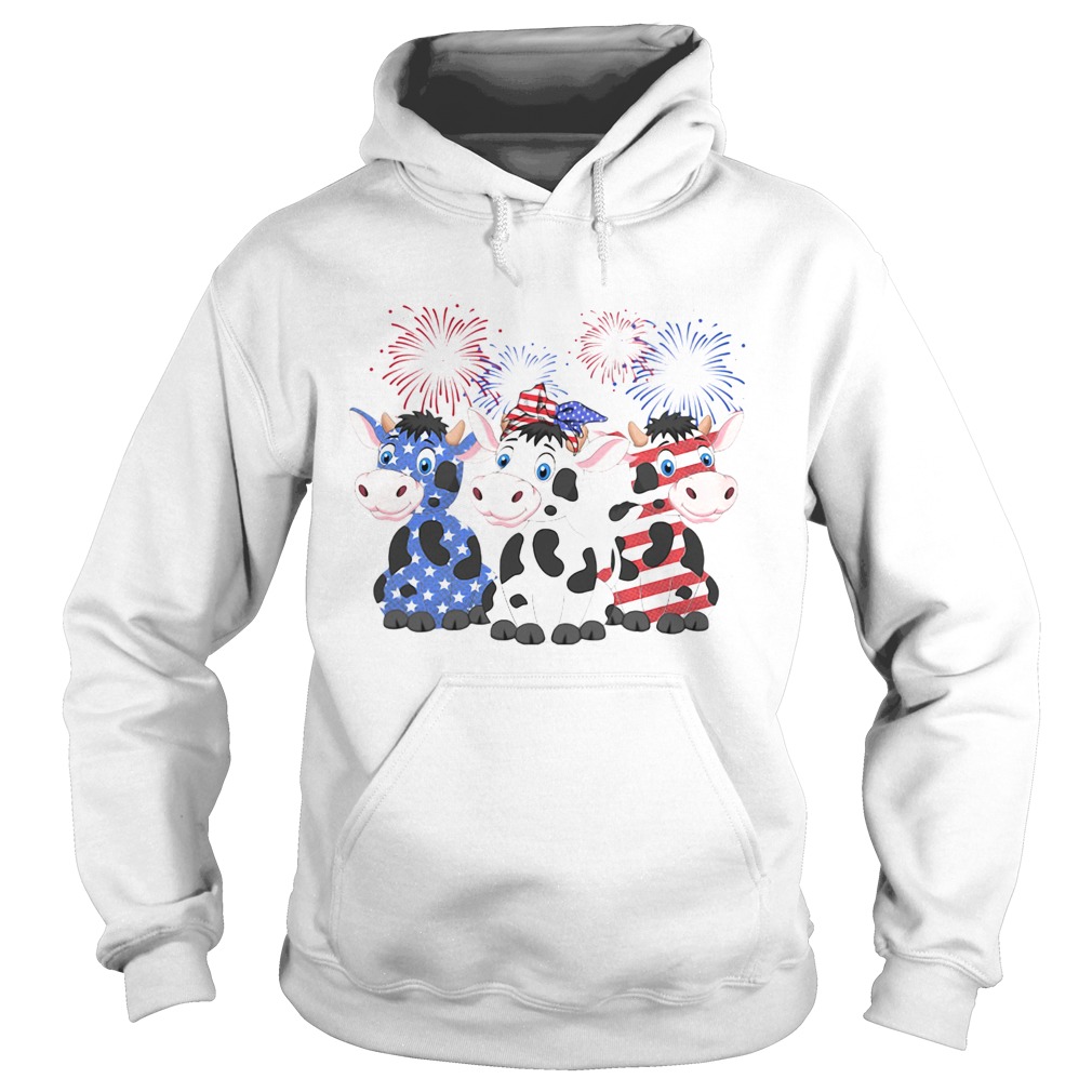 Cows American Flag 4th Of July Hoodie