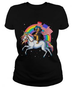 Dachshund Riding Unicorn Happy Independence  Classic Ladies