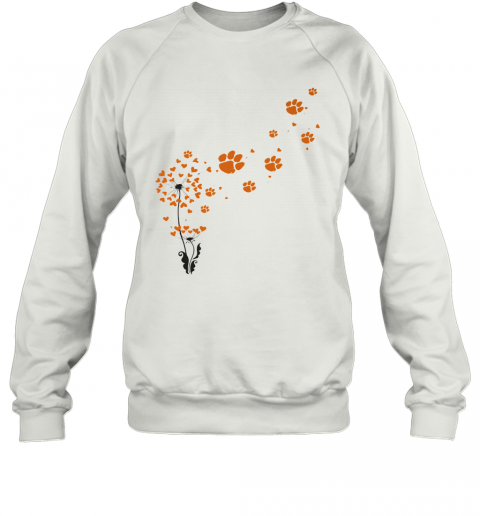 Dandelion Flower Clemson Tigers Football Hearts T-Shirt Unisex Sweatshirt