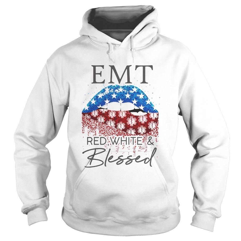 Diamond Lips EMt red white and blessed  Hoodie