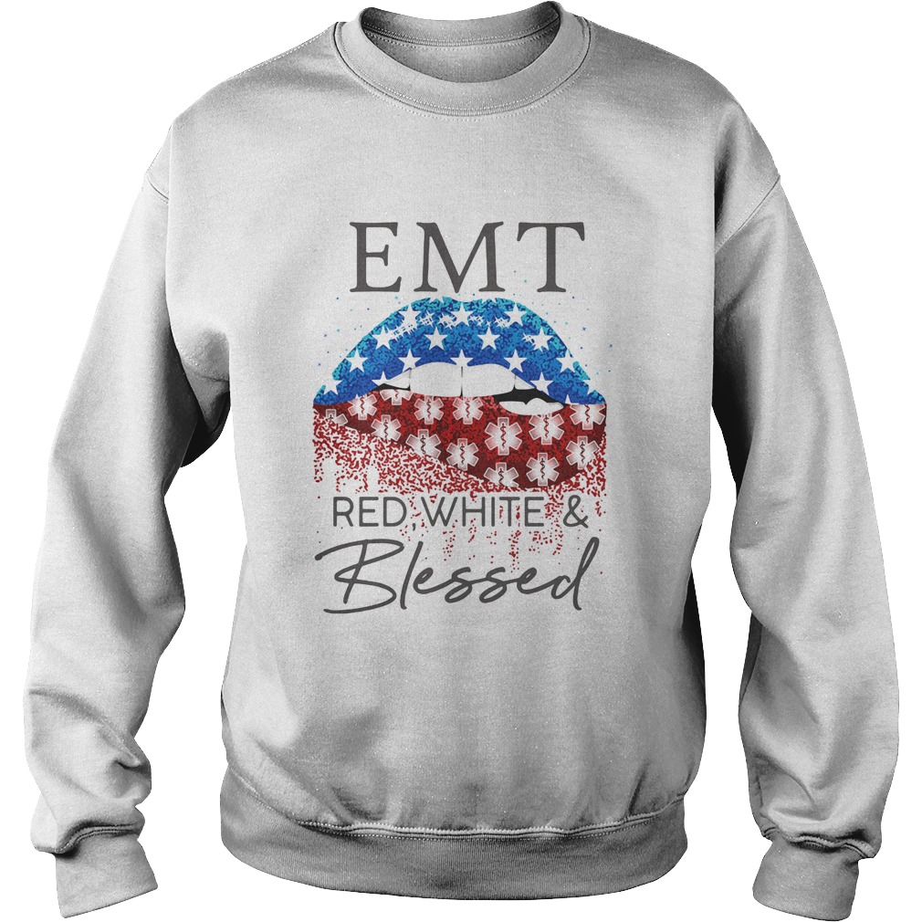 Diamond Lips EMt red white and blessed  Sweatshirt