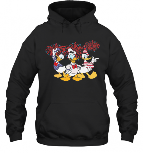 Donald Duck Firework American Flag Independence Day T-Shirt Unisex Hoodie