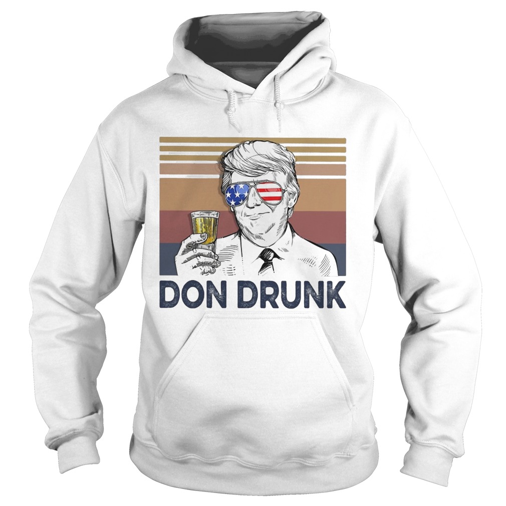 Donald Trump don drunk beer American flag veteran Independence Day vintage Hoodie