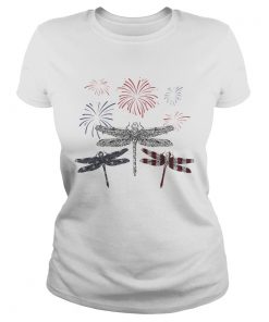 Dragonfly Firework American Flag Independence Day  Classic Ladies