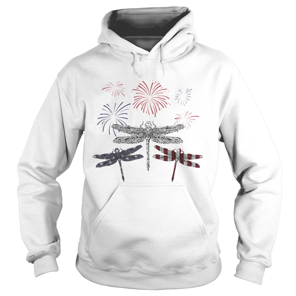 Dragonfly Firework American Flag Independence Day  Hoodie