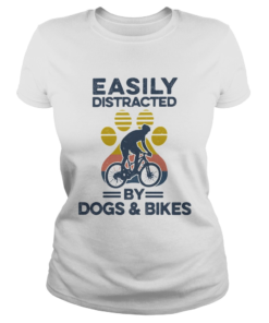 Easily Distracted By Dogs And Bikes Footprint Vintage Retro  Classic Ladies