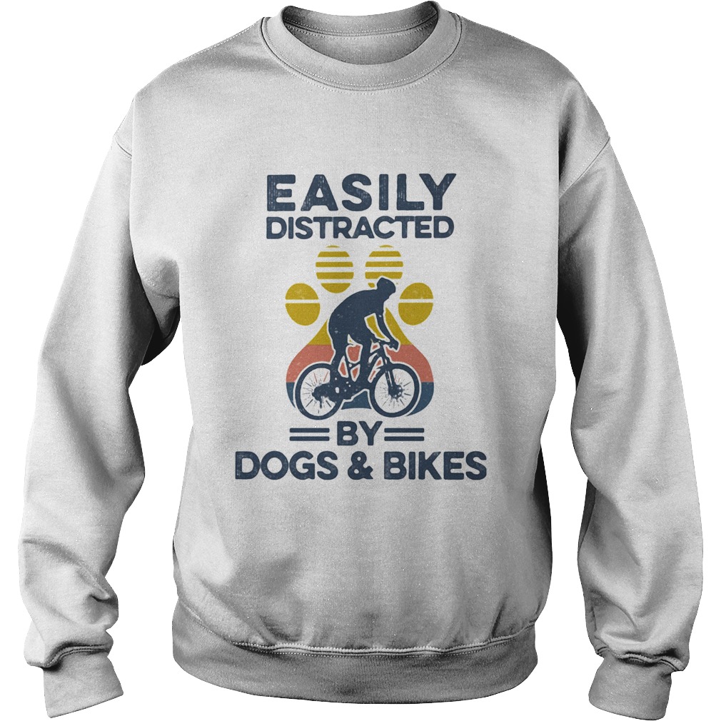 Easily Distracted By Dogs And Bikes Footprint Vintage Retro Sweatshirt