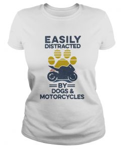 Easily Distracted By Dogs And Motorcycles Footprint Vintage Retro  Classic Ladies
