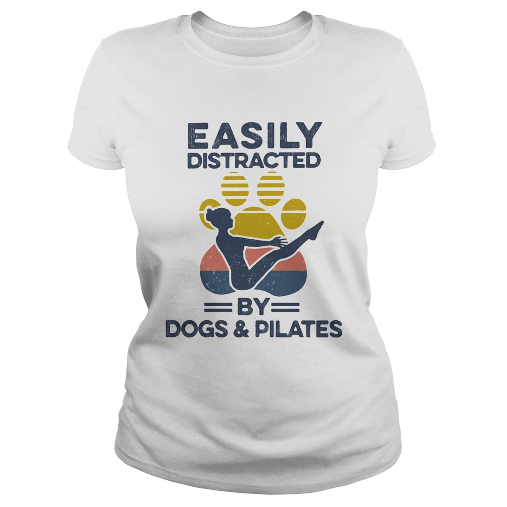 Easily Distracted By Dogs And Pilates Footprint Vintage Retro Classic Ladies