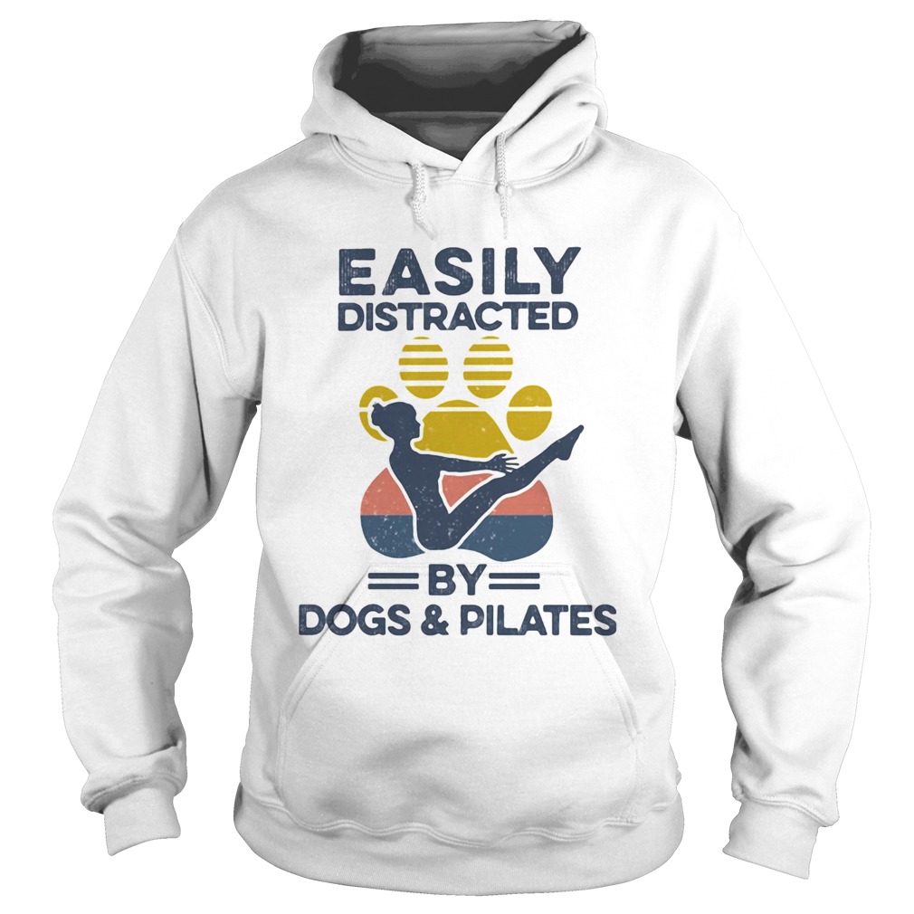 Easily Distracted By Dogs And Pilates Footprint Vintage Retro Hoodie
