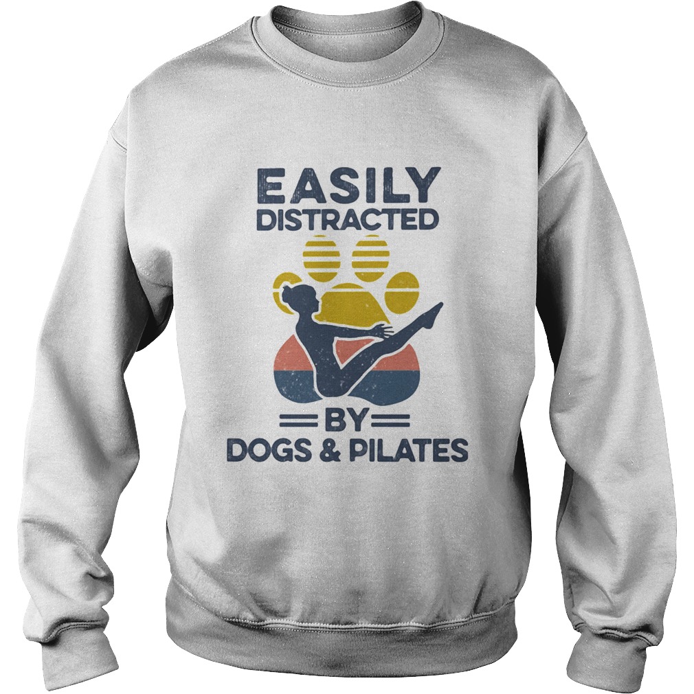 Easily Distracted By Dogs And Pilates Footprint Vintage Retro Sweatshirt