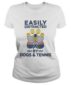 Easily Distracted By Dogs And Tennis Footprint Vintage Retro  Classic Ladies