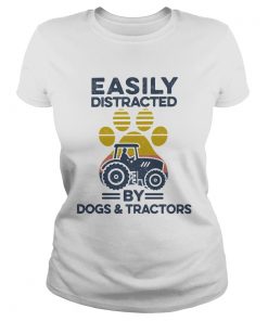 Easily Distracted By Dogs And Tractors Footprint Vintage Retro  Classic Ladies