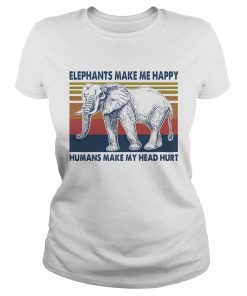 Elephants make me happy humans make my head hurt vintage retro  Classic Ladies