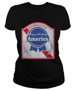 Established 1776 happy birthday america flag  Classic Ladies