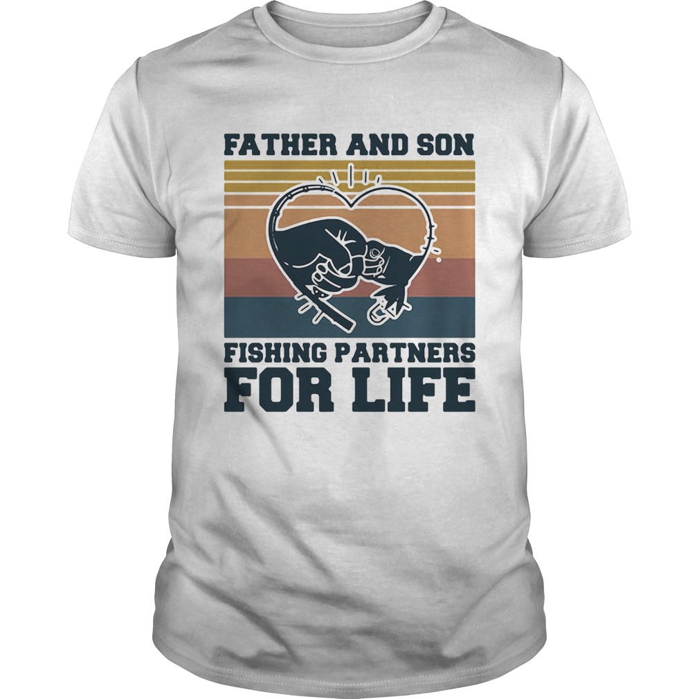 Father and son fishing partners for life hand heart vintage shirt