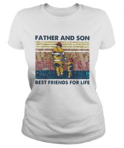Firefighter father and son best friends for life vintage retro  Classic Ladies