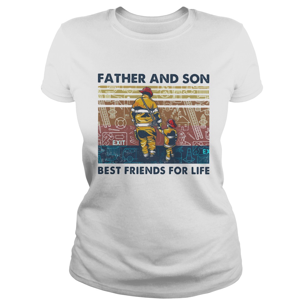 Firefighter father and son best friends for life vintage retro Classic Ladies