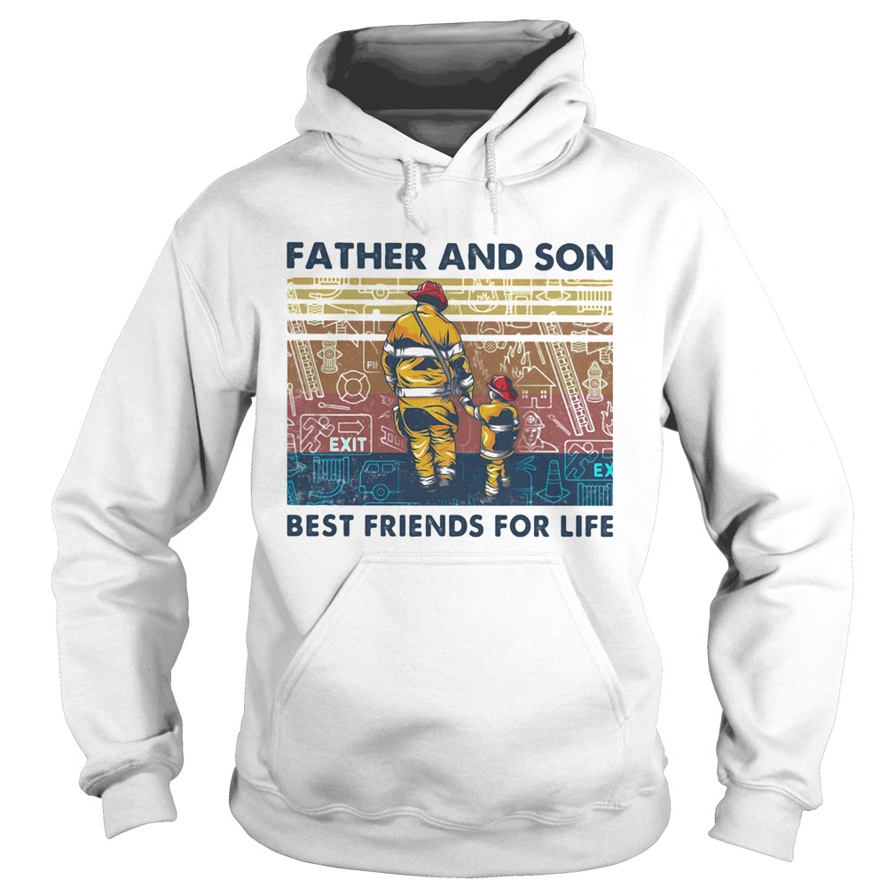 Firefighter father and son best friends for life vintage retro Hoodie