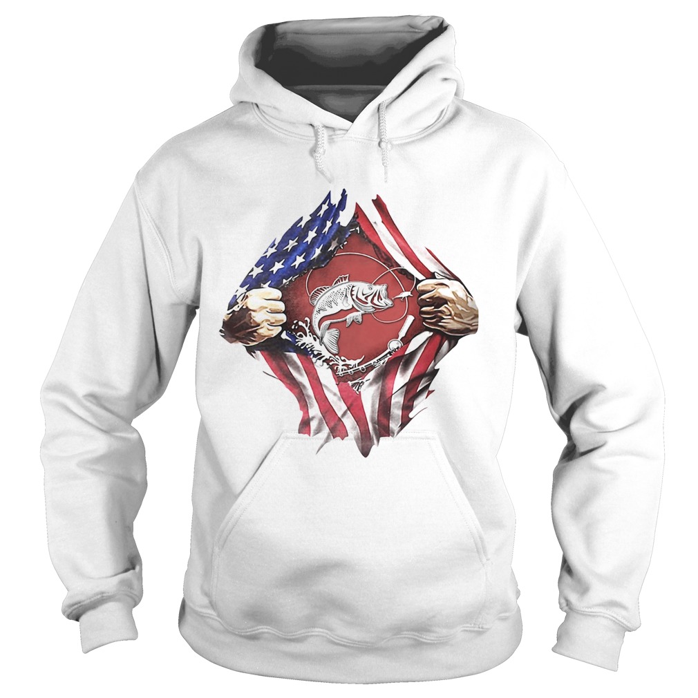 Fishing American flag veteran Independence Day hand  Hoodie