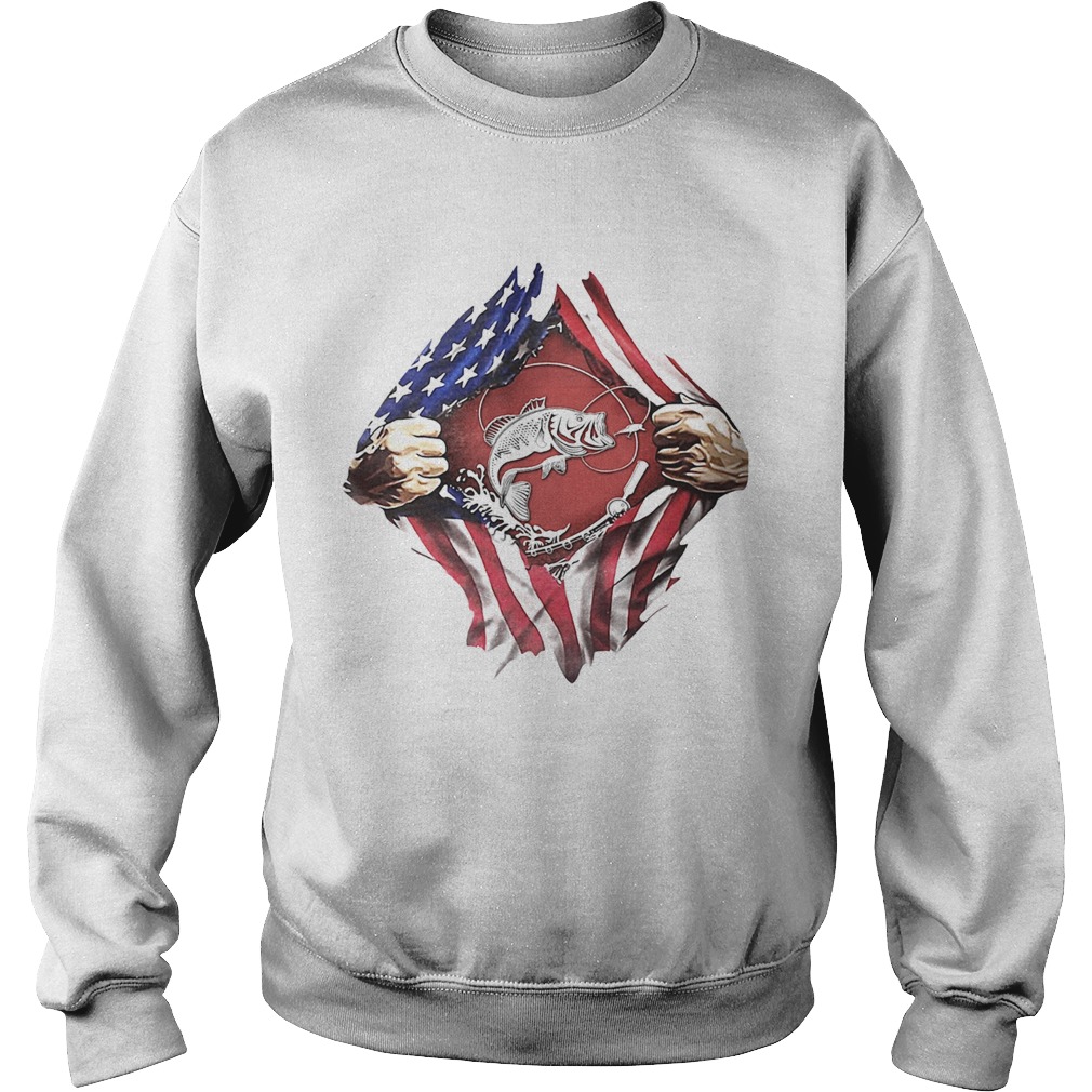 Fishing American flag veteran Independence Day hand  Sweatshirt